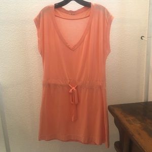 Made Sundress beach cover up in Mellon Color With Sash Tie Waist. Size L.